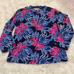 Lilly Pulitzer Bobby Rashguard Swim Low Tide Navy Its Ofishell UPF 50